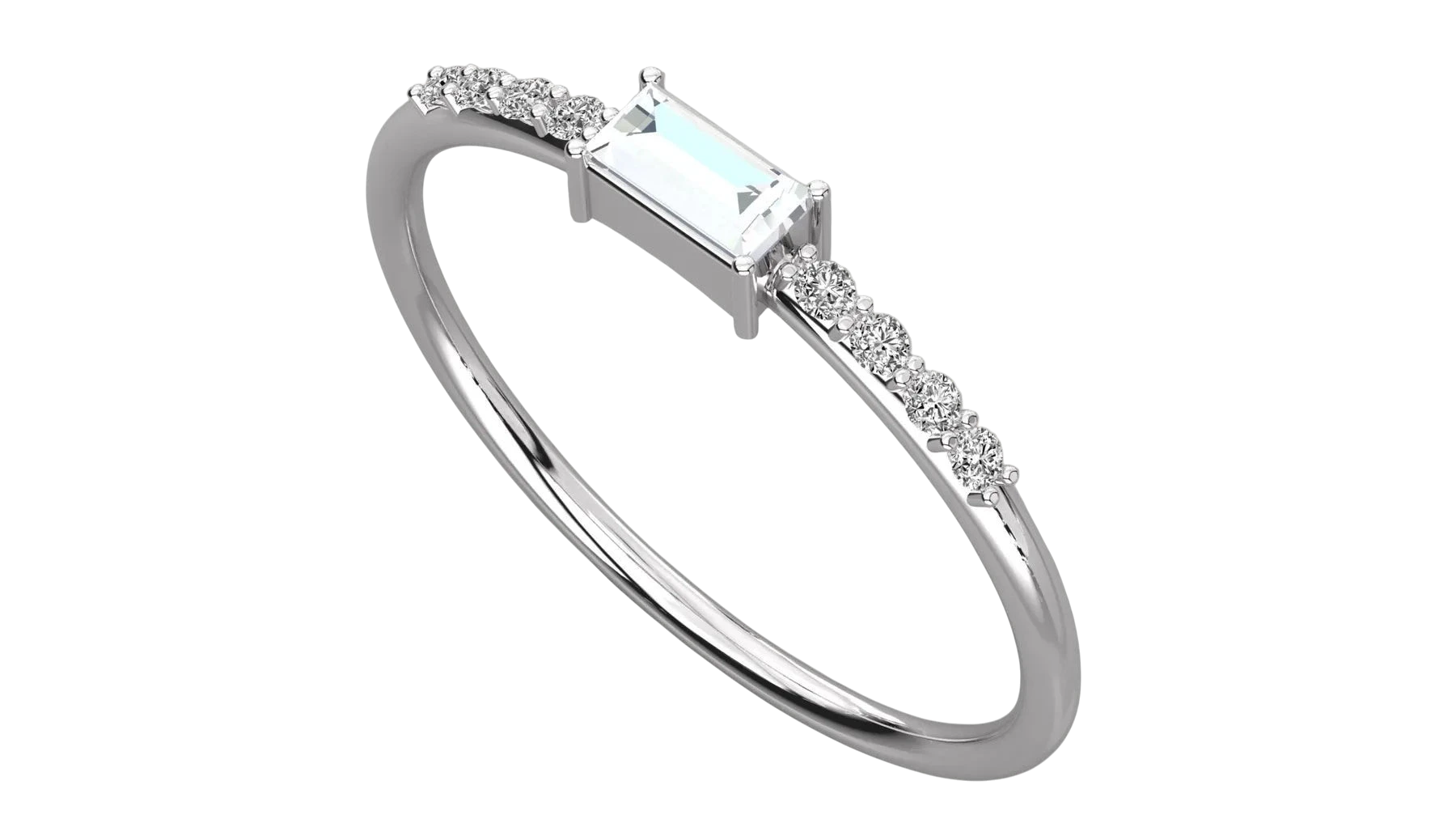 Aquila Baguette Ring - baguette-cut diamond ring - front view - hand-made in Byron Bay Hinterland, Australia by Lucano Fine Jewellery