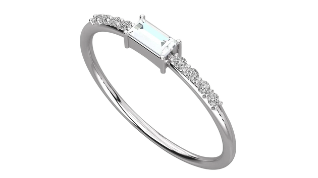 Aquila Baguette Ring - baguette-cut diamond ring - front view - hand-made in Byron Bay Hinterland, Australia by Lucano Fine Jewellery