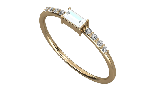 Aquila Baguette Ring - baguette-cut diamond ring - side profile - hand-made in Byron Bay Hinterland, Australia by Lucano Fine Jewellery
