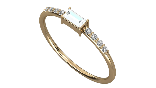 Aquila Baguette Ring - baguette-cut diamond ring - side profile - hand-made in Byron Bay Hinterland, Australia by Lucano Fine Jewellery