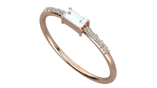 Aquila Baguette Ring - baguette-cut diamond ring - angled view - hand-made in Byron Bay Hinterland, Australia by Lucano Fine Jewellery