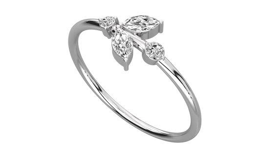 Lauro Trio Marquise Ring - marquise-cut diamond ring - front view - hand-made in Byron Bay Hinterland, Australia by Lucano Fine Jewellery