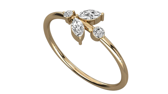Lauro Trio Marquise Ring - marquise-cut diamond ring - side profile - hand-made in Byron Bay Hinterland, Australia by Lucano Fine Jewellery