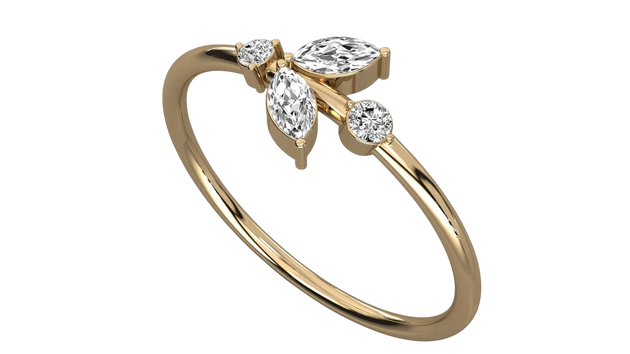 Lauro Trio Marquise Ring - marquise-cut diamond ring - side profile - hand-made in Byron Bay Hinterland, Australia by Lucano Fine Jewellery
