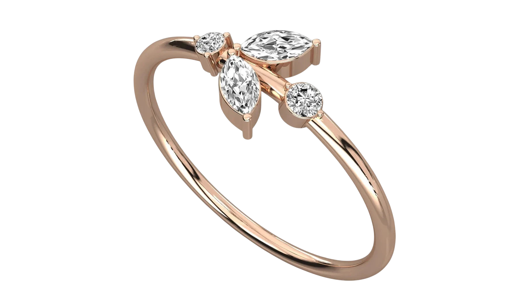 Lauro Trio Marquise Ring - marquise-cut diamond ring - angled view - hand-made in Byron Bay Hinterland, Australia by Lucano Fine Jewellery