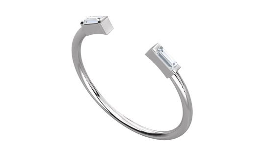 Doppia Baguette Open Ring - baguette-cut diamond ring - front view - hand-made in Byron Bay Hinterland, Australia by Lucano Fine Jewellery