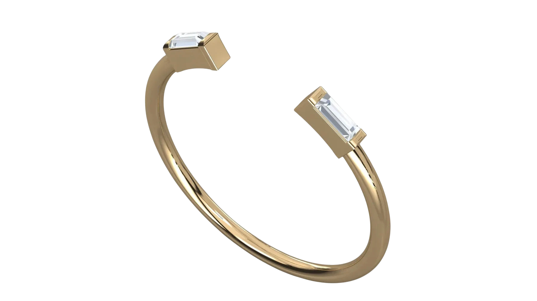 Doppia Baguette Open Ring - baguette-cut diamond ring - side profile - hand-made in Byron Bay Hinterland, Australia by Lucano Fine Jewellery