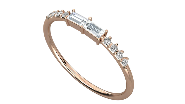 Pilastro Baguette Ring - baguette diamond stacking ring - side profile - Lucano