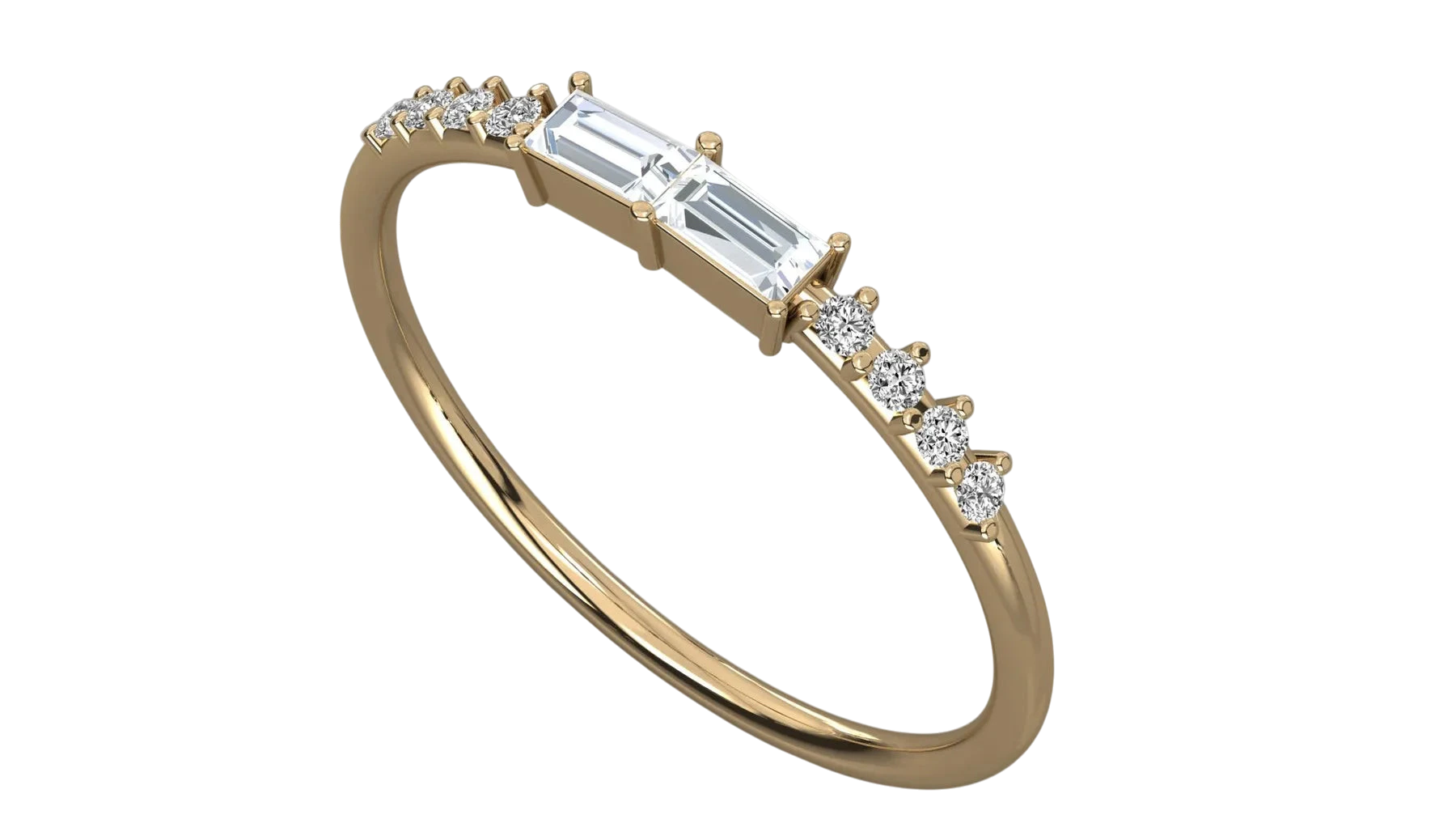Pilastro Baguette Ring - baguette diamond stacking ring - angled view - Lucano