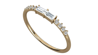 Pilastro Baguette Ring - baguette diamond stacking ring - angled view - Lucano
