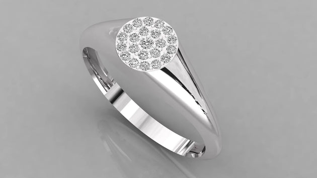 Aurora Pavé Signet Ring - round brilliant diamond ring - front view - hand-made in Byron Bay Hinterland, Australia by Lucano Fine Jewellery
