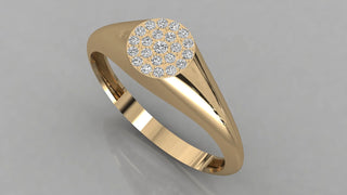 Aurora Pavé Signet Ring - round brilliant diamond ring - side profile - hand-made in Byron Bay Hinterland, Australia by Lucano Fine Jewellery