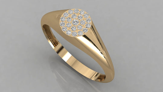 Aurora Pavé Signet Ring - round brilliant diamond ring - side profile - hand-made in Byron Bay Hinterland, Australia by Lucano Fine Jewellery