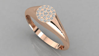 Aurora Pavé Signet Ring - round brilliant diamond ring - angled view - hand-made in Byron Bay Hinterland, Australia by Lucano Fine Jewellery
