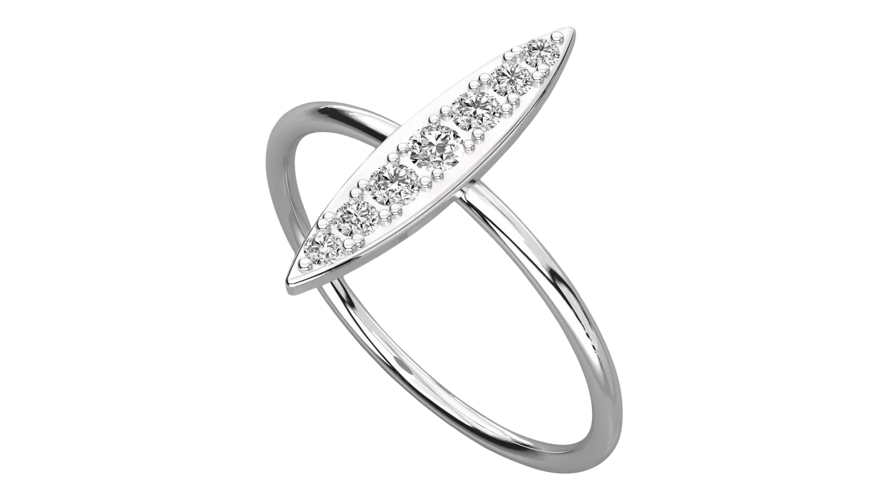 Foglia Pavé Ring - round brilliant diamond ring - front view - hand-made in Byron Bay Hinterland, Australia by Lucano Fine Jewellery