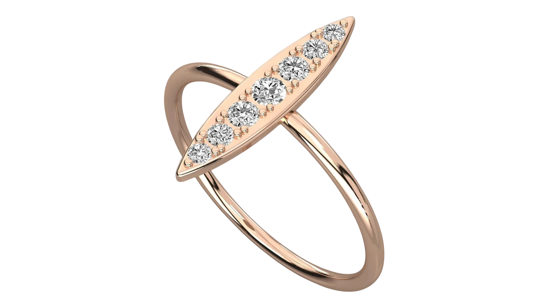 Foglia Pavé Ring - round brilliant diamond ring - side profile - hand-made in Byron Bay Hinterland, Australia by Lucano Fine Jewellery