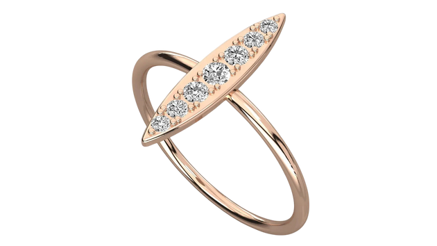 Foglia Pavé Ring - round brilliant diamond ring - side profile - hand-made in Byron Bay Hinterland, Australia by Lucano Fine Jewellery