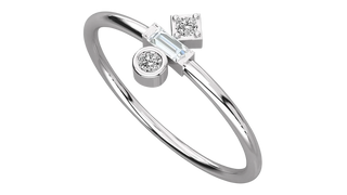 Trio Geometrico Ring - baguette diamond stacking ring, handcrafted in Byron Bay, Australia by Lucano