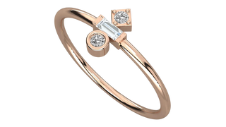 Trio Geometrico Ring - baguette diamond stacking ring - side profile - Lucano