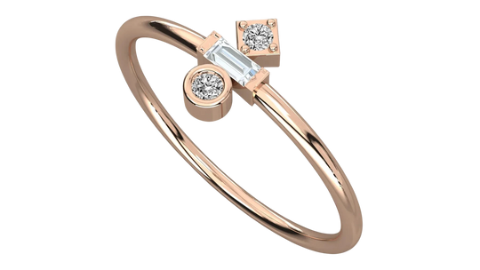 Trio Geometrico Ring - baguette diamond stacking ring - side profile - Lucano