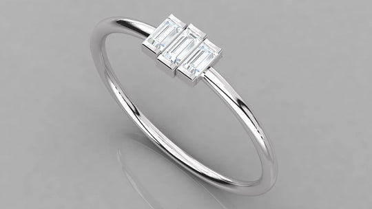 Tre Baguette Ring - baguette-cut diamond ring - front view - hand-made in Byron Bay Hinterland, Australia by Lucano Fine Jewellery