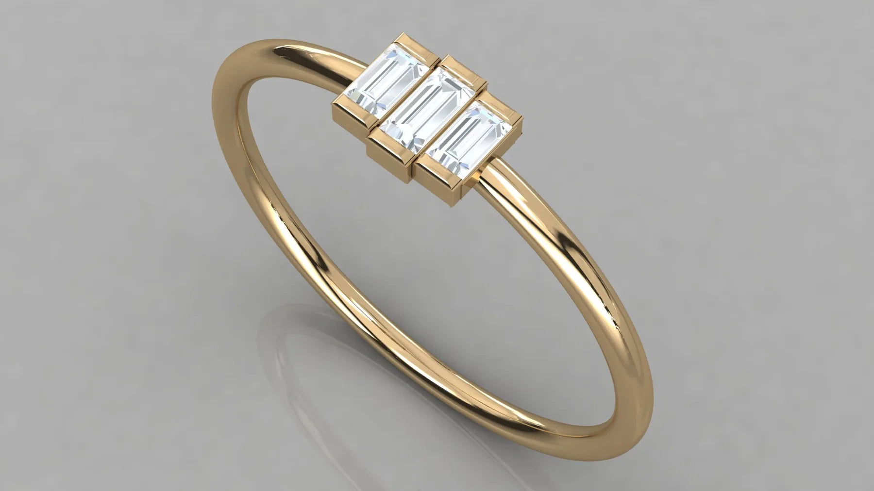 Tre Baguette Ring - baguette-cut diamond ring - side profile - hand-made in Byron Bay Hinterland, Australia by Lucano Fine Jewellery