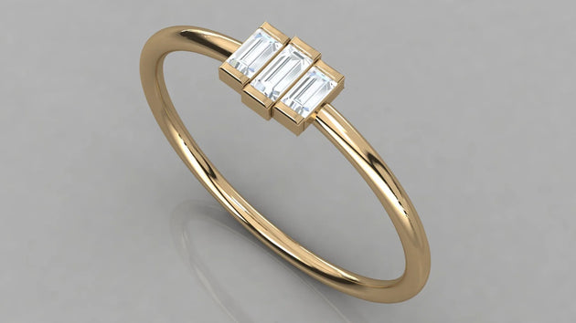 Tre Baguette Ring - baguette-cut diamond ring - side profile - hand-made in Byron Bay Hinterland, Australia by Lucano Fine Jewellery