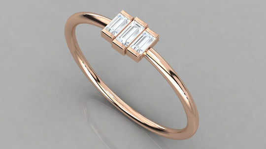 Tre Baguette Ring - baguette-cut diamond ring - angled view - hand-made in Byron Bay Hinterland, Australia by Lucano Fine Jewellery