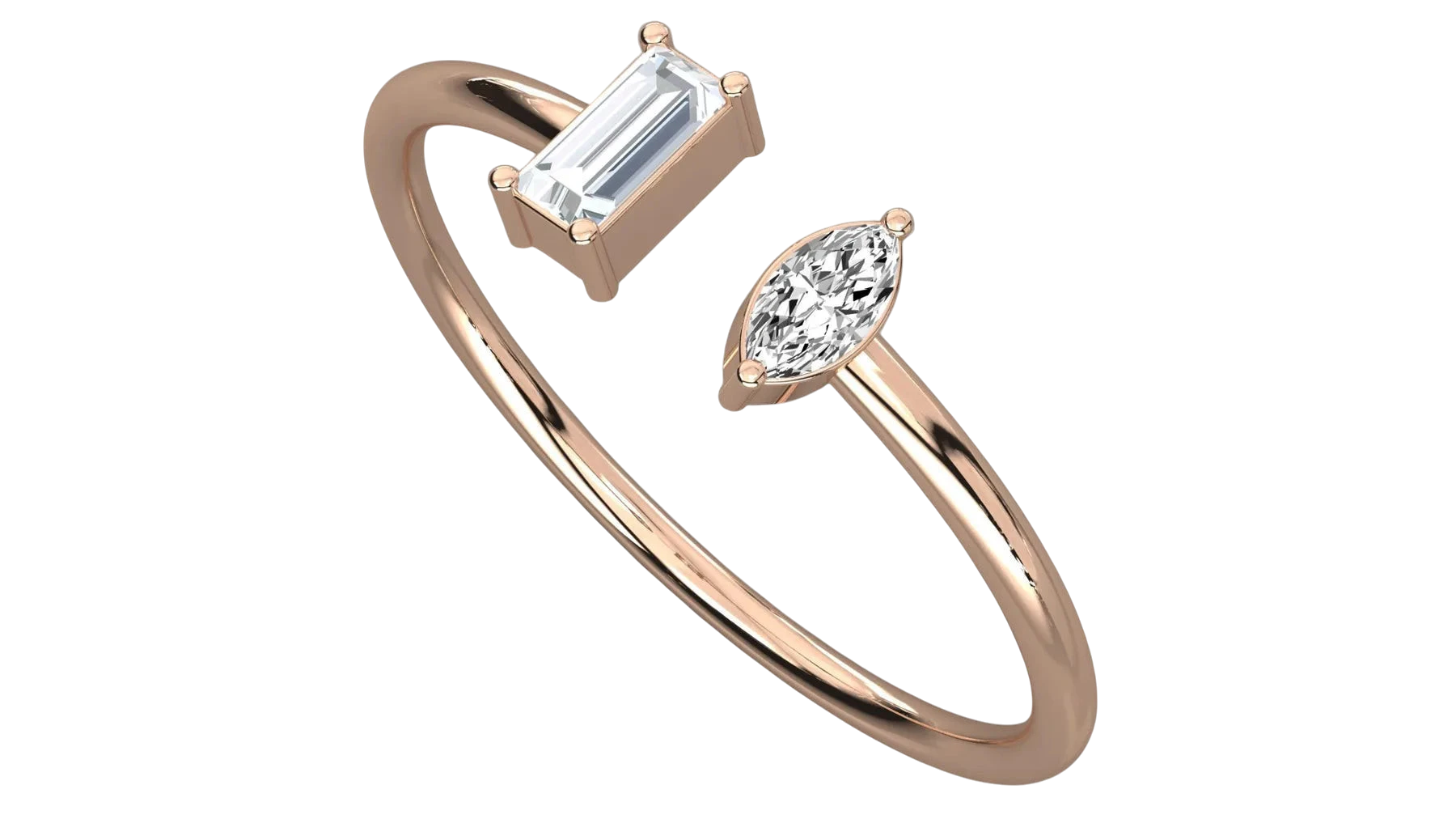 Eos Open Ring - open diamond ring - angled view - Lucano