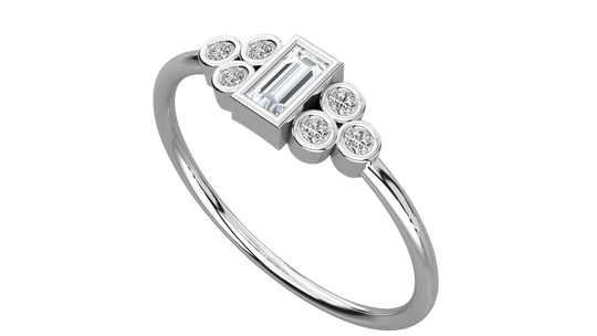 Cleopatra Baguette Ring - baguette-cut diamond ring - front view - hand-made in Byron Bay Hinterland, Australia by Lucano Fine Jewellery