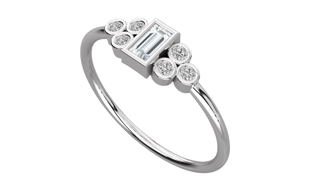 Cleopatra Baguette Ring - baguette-cut diamond ring - front view - hand-made in Byron Bay Hinterland, Australia by Lucano Fine Jewellery
