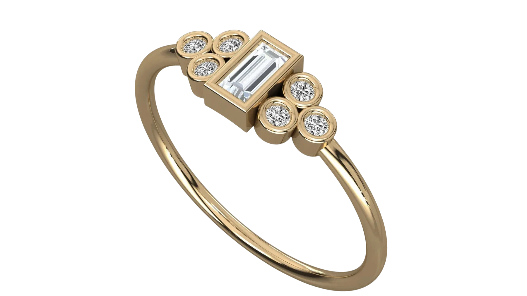Cleopatra Baguette Ring - baguette-cut diamond ring - side profile - hand-made in Byron Bay Hinterland, Australia by Lucano Fine Jewellery