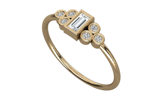 Cleopatra Baguette Ring - baguette-cut diamond ring - side profile - hand-made in Byron Bay Hinterland, Australia by Lucano Fine Jewellery