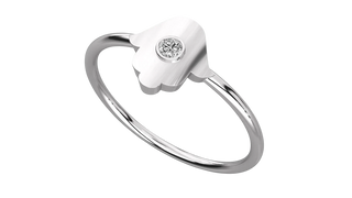 Amuleto Hamsa Ring - round brilliant diamond ring - front view - hand-made in Byron Bay Hinterland, Australia by Lucano Fine Jewellery