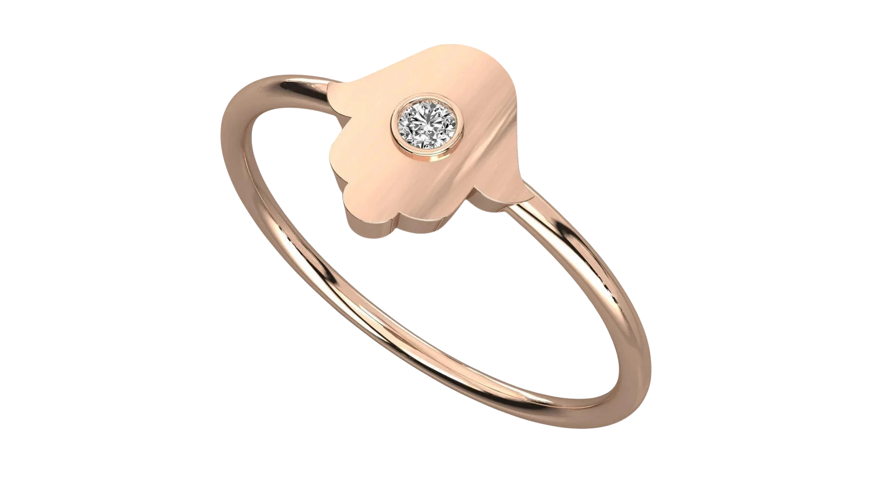 Amuleto Hamsa Ring - round brilliant diamond ring - angled view - hand-made in Byron Bay Hinterland, Australia by Lucano Fine Jewellery