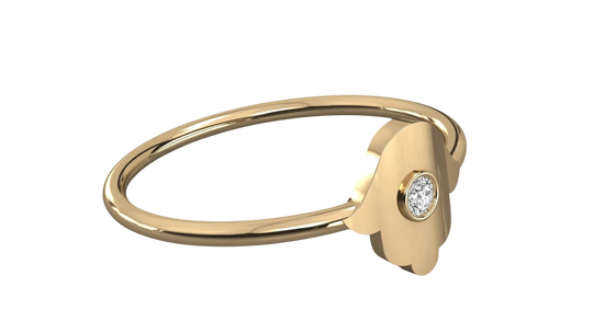 Amuleto Hamsa Ring - round brilliant diamond ring - in 9ct white gold - hand-made in Byron Bay Hinterland, Australia by Lucano Fine Jewellery