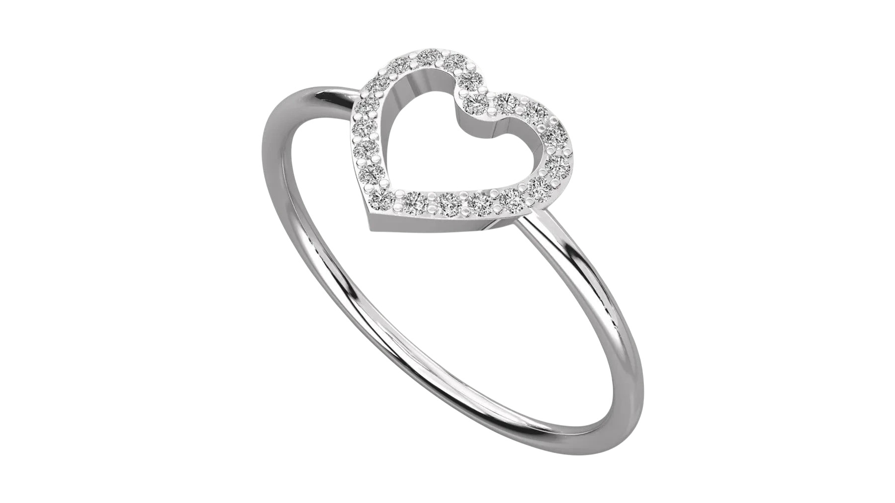 Cuore Pavé Heart Ring - round brilliant diamond ring - front view - hand-made in Byron Bay Hinterland, Australia by Lucano Fine Jewellery