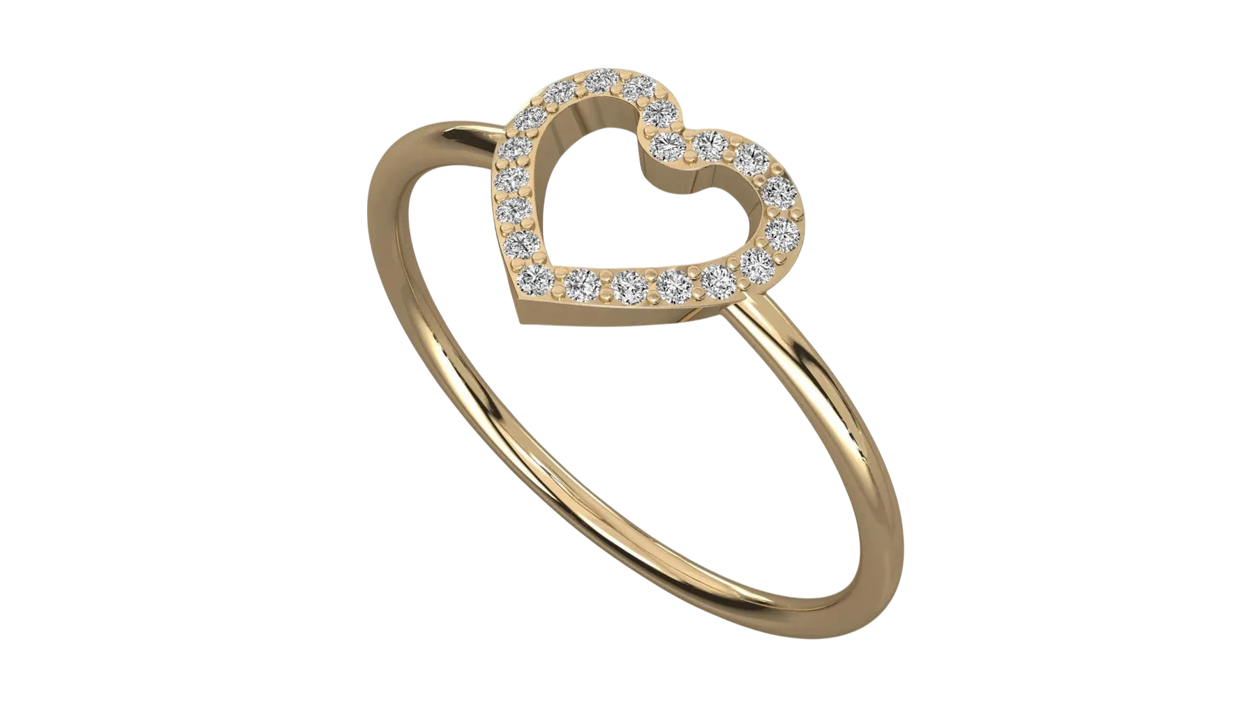 Cuore Pavé Heart Ring - round brilliant diamond ring - side profile - hand-made in Byron Bay Hinterland, Australia by Lucano Fine Jewellery