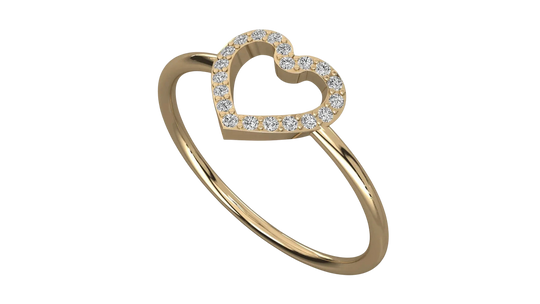 Cuore Pavé Heart Ring - round brilliant diamond ring - side profile - hand-made in Byron Bay Hinterland, Australia by Lucano Fine Jewellery