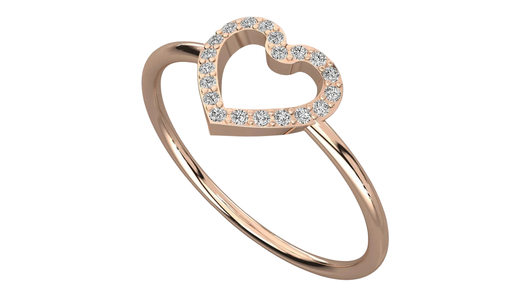 Cuore Pavé Heart Ring - round brilliant diamond ring - angled view - hand-made in Byron Bay Hinterland, Australia by Lucano Fine Jewellery