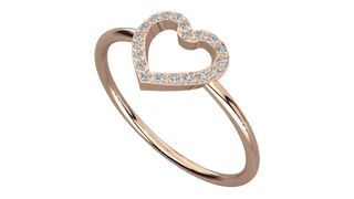 Cuore Pavé Heart Ring - round brilliant diamond ring - angled view - hand-made in Byron Bay Hinterland, Australia by Lucano Fine Jewellery