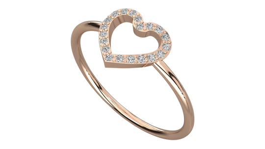 Cuore Pavé Heart Ring - round brilliant diamond ring - angled view - hand-made in Byron Bay Hinterland, Australia by Lucano Fine Jewellery
