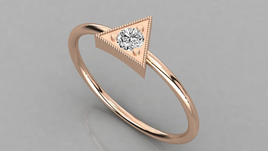 Saetta Triangle Ring - round brilliant diamond ring - side profile - hand-made in Byron Bay Hinterland, Australia by Lucano Fine Jewellery