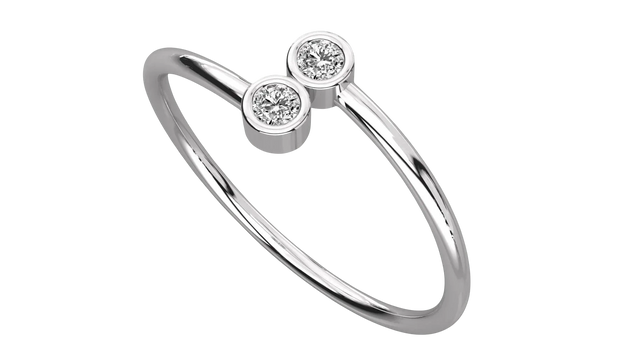 Gemina Twin Ring - solid gold diamond ring - front view - hand-made in Byron Bay Hinterland, Australia by Lucano Fine Jewellery