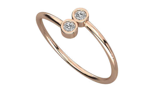 Gemina Twin Ring - solid gold diamond ring - side profile - hand-made in Byron Bay Hinterland, Australia by Lucano Fine Jewellery
