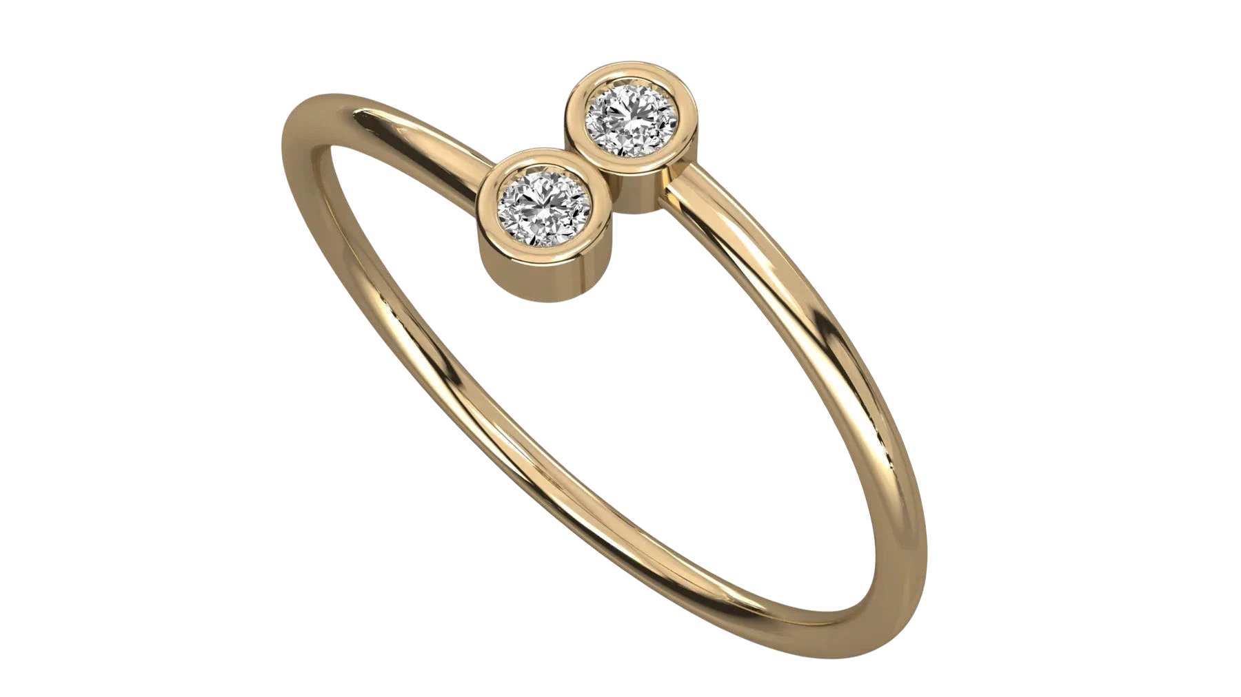 Gemina Twin Ring - solid gold diamond ring - angled view - hand-made in Byron Bay Hinterland, Australia by Lucano Fine Jewellery