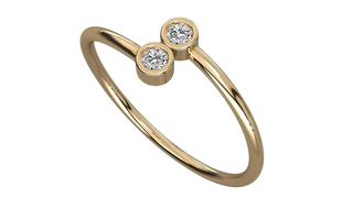 Gemina Twin Ring - solid gold diamond ring - angled view - hand-made in Byron Bay Hinterland, Australia by Lucano Fine Jewellery