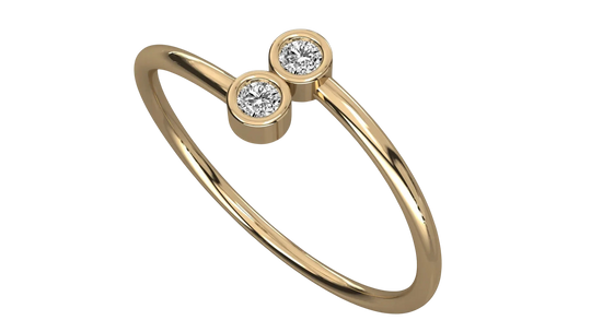 Gemina Twin Ring - solid gold diamond ring - angled view - hand-made in Byron Bay Hinterland, Australia by Lucano Fine Jewellery