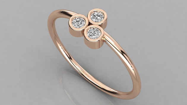 Trifoglio Cluster Ring - round brilliant diamond ring - side profile - hand-made in Byron Bay Hinterland, Australia by Lucano Fine Jewellery