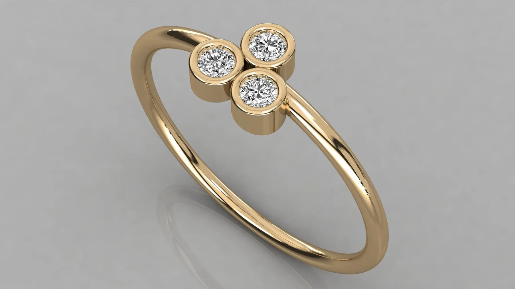 Trifoglio Cluster Ring - round brilliant diamond ring - angled view - hand-made in Byron Bay Hinterland, Australia by Lucano Fine Jewellery